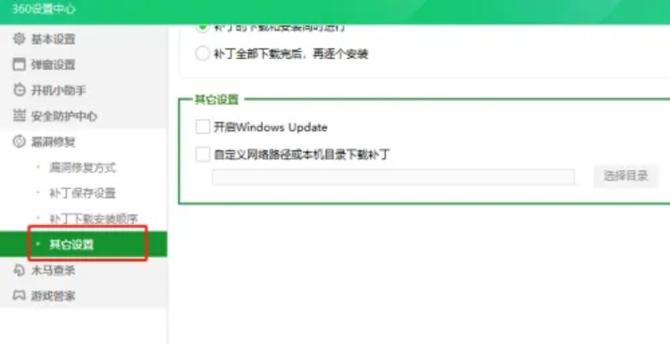 f-3點擊左側漏洞修復-其他設置